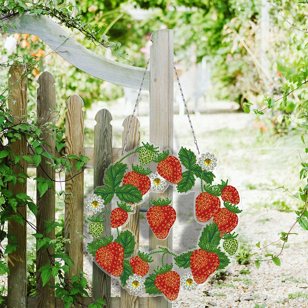 DIY Diamond Painting Hanging Christmas Wreath - Strawberry