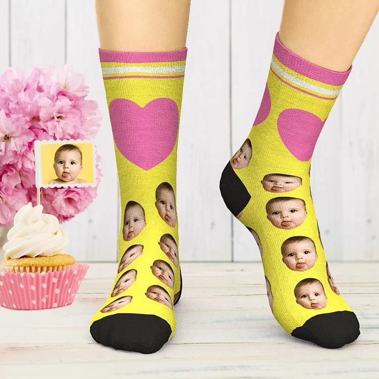 Custom Face Socks Funny Socks Printed Socks with Heart Gifts for Love