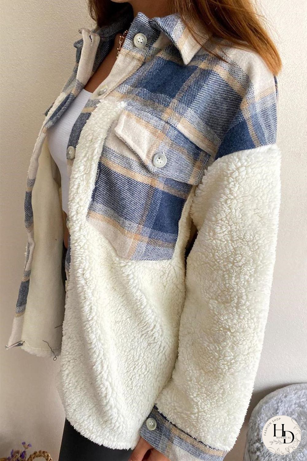 Red Fashion Casual Plaid Print Split Joint Cardigan Turndown Collar Outerwear