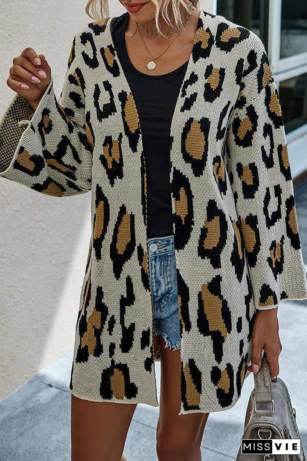 Leopard Print Long Sleeve Cardigan P13135