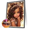 Fille Afro-Am&eacute;ricaine-Peinture Ronde au Diamant-30*40CM