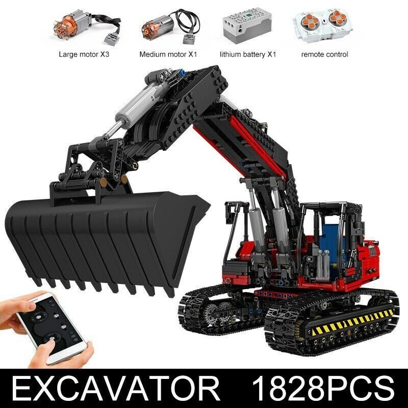 Building Blocks Set MOC RC APP Motorized Excavator Truck Bricks Model Toys 17033