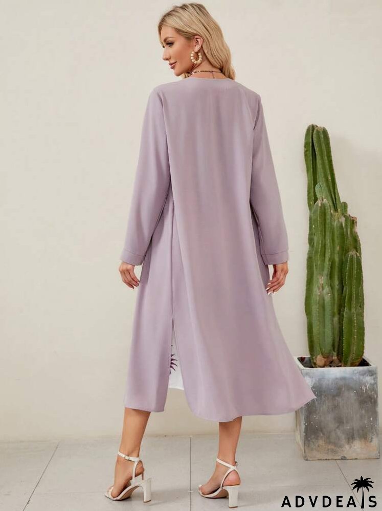 Floral Print Dress & Open Front Coat