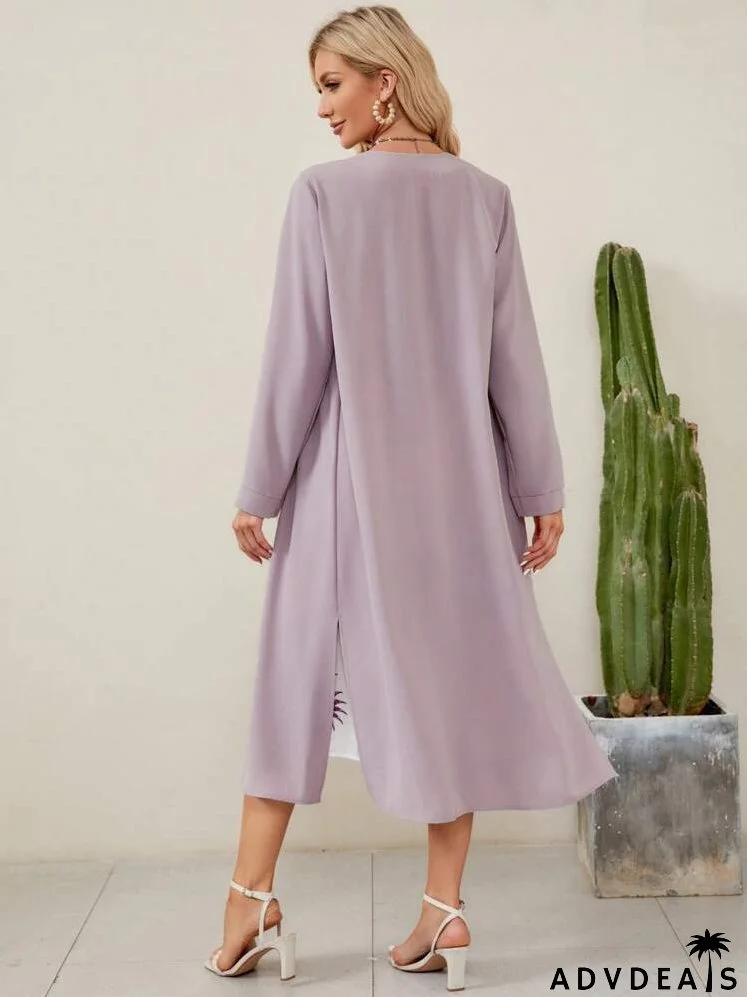 Floral Print Dress & Open Front Coat