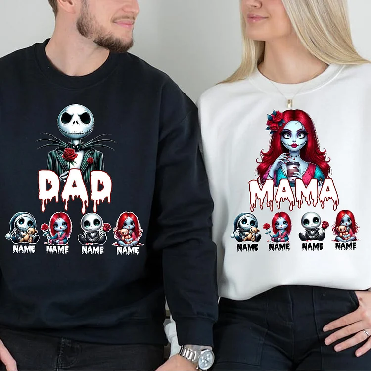 Custom Nightmare Mama Dad Halloween Sweatshirt,  Personalize Halloween Hoodie, T-shirt