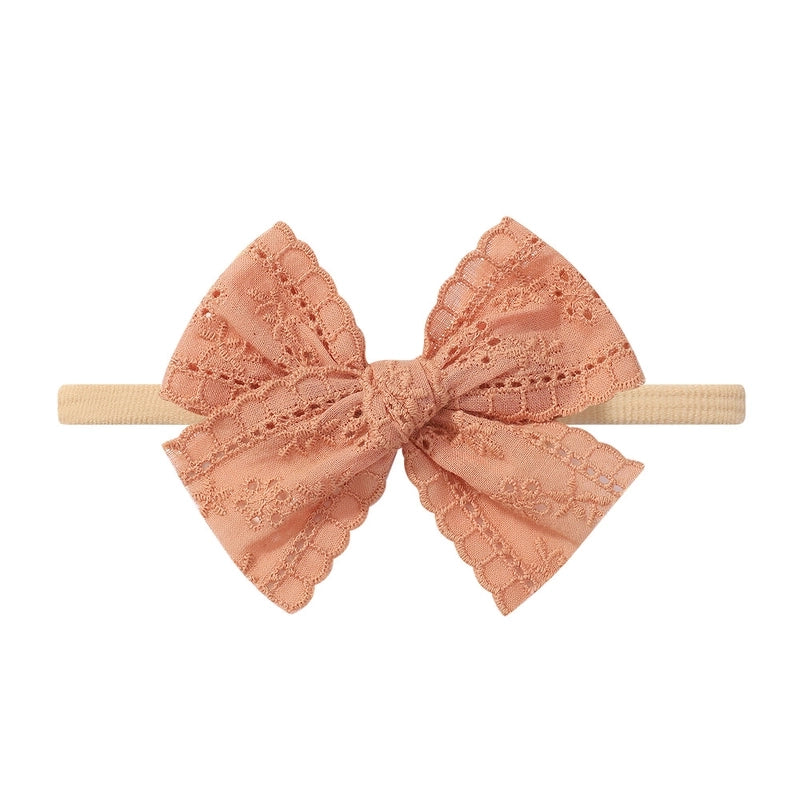 Baby Lace Hollow Soft Elasticity Traceless Hair Band Baby Bow Headband Princess Hair Accessories 3674