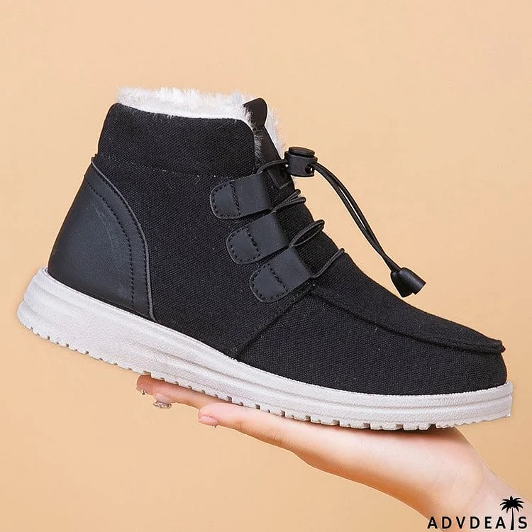 Ladies Casual Elastic Strap Ankle Cotton Snow Boots