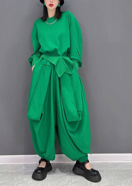 Original Design O-Neck Asymmetrical Loose Sweatshirts Top And Harem Pants Two Piece Set Long Sleeve