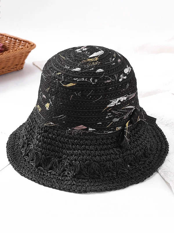 Leisure Print Sun-Protection Straw Hat
