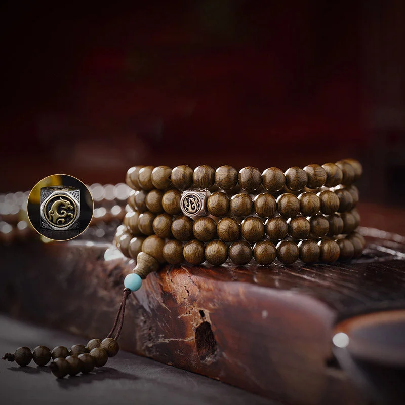 Agarwood Amber Red Agate 108 Mala Beads 999 Gold Brunei Heart Sutra Strength Meditation Bracelet