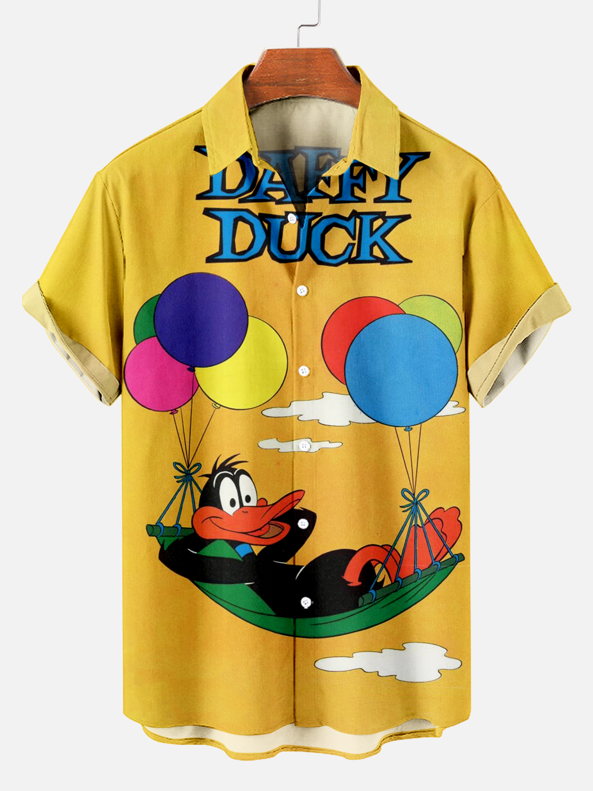 Retro Cartoon Duck Balloon Short Sleeve Shirt PLUSCLOTHESMAN