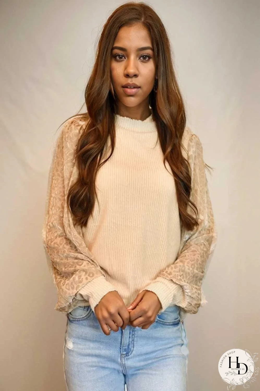 women s loose fit leopard print knit pullover with round neck and casual style top