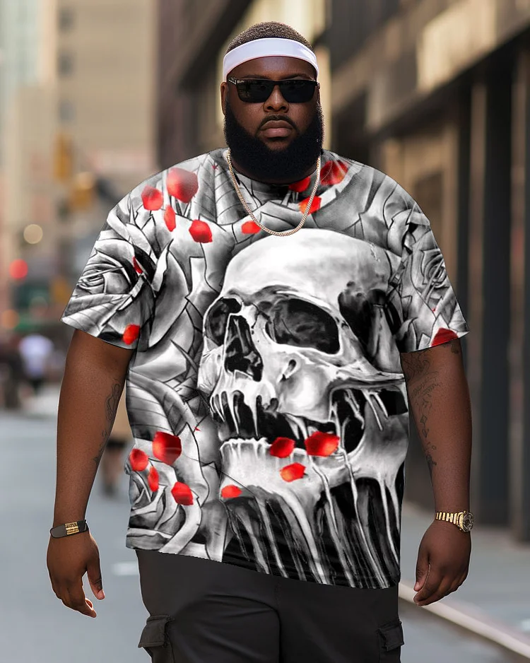 Men's Plus Size Viking Day Skull Short Sleeve Crew Neck T-Shirt