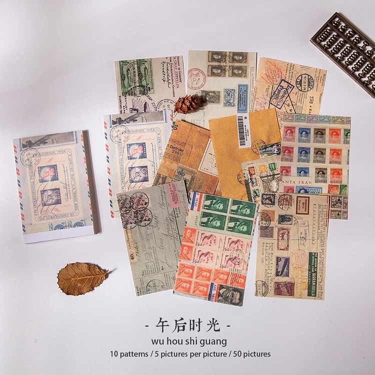 JOURNALSAY 50 Pcs Retro Message Material Memo Pads DIY Journal Scrapbooking