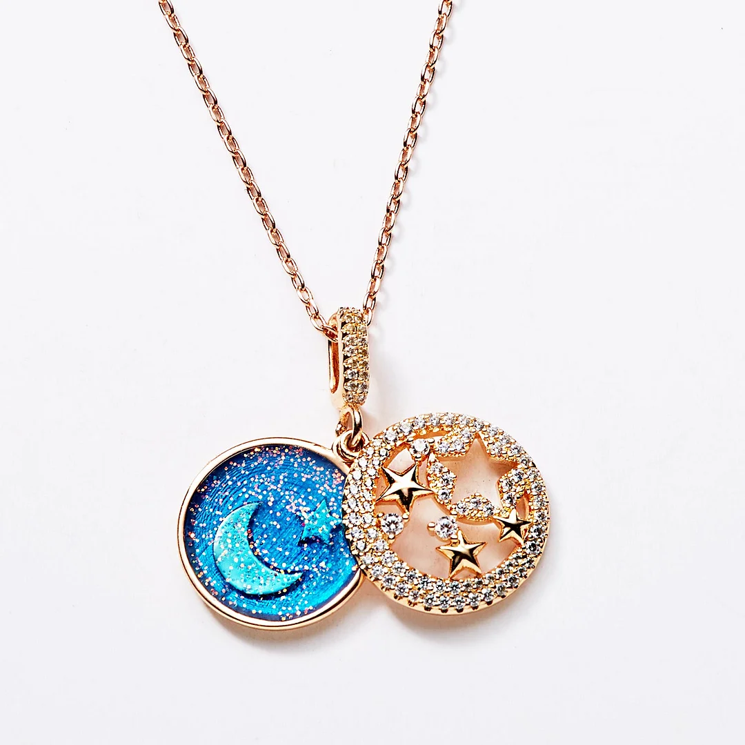 Love You to The Moon and Back Engraved Rose Gold Pendant Necklace