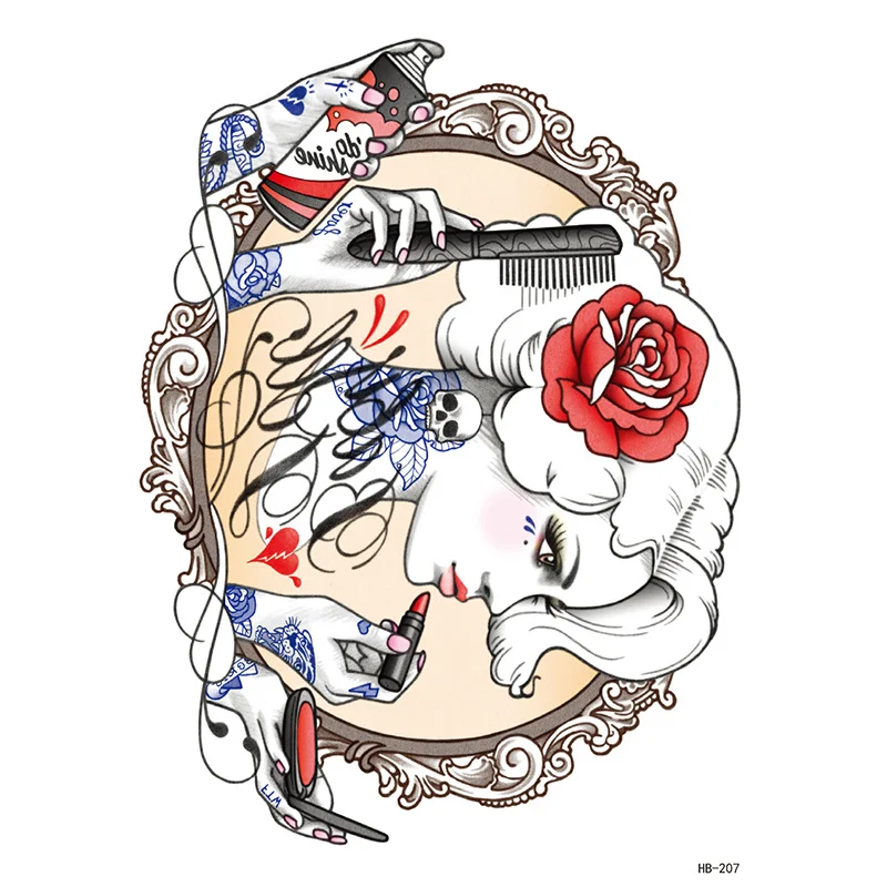 Sdrawing Forest Tattoo Sticker for Men Tiger Wolf Tattoo Death Skull Temporari Tattoo Skeleton Naked Girls Fake Tatoo for Women