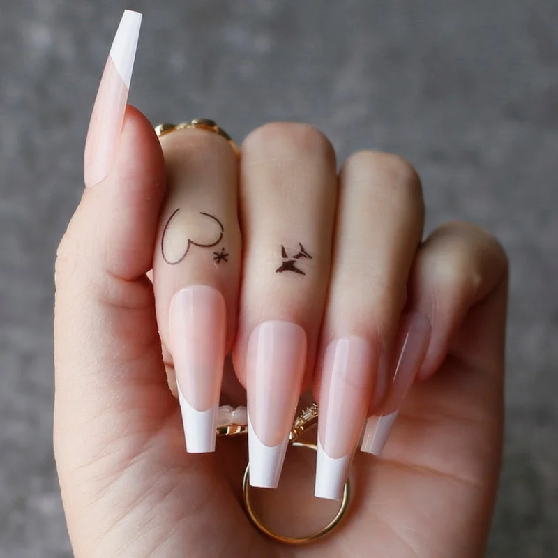 Brown Leopard French Fake Nails luxury combination in black Art Square Nude Artificial Salon False nails can be reused thicken-Nail Inspo