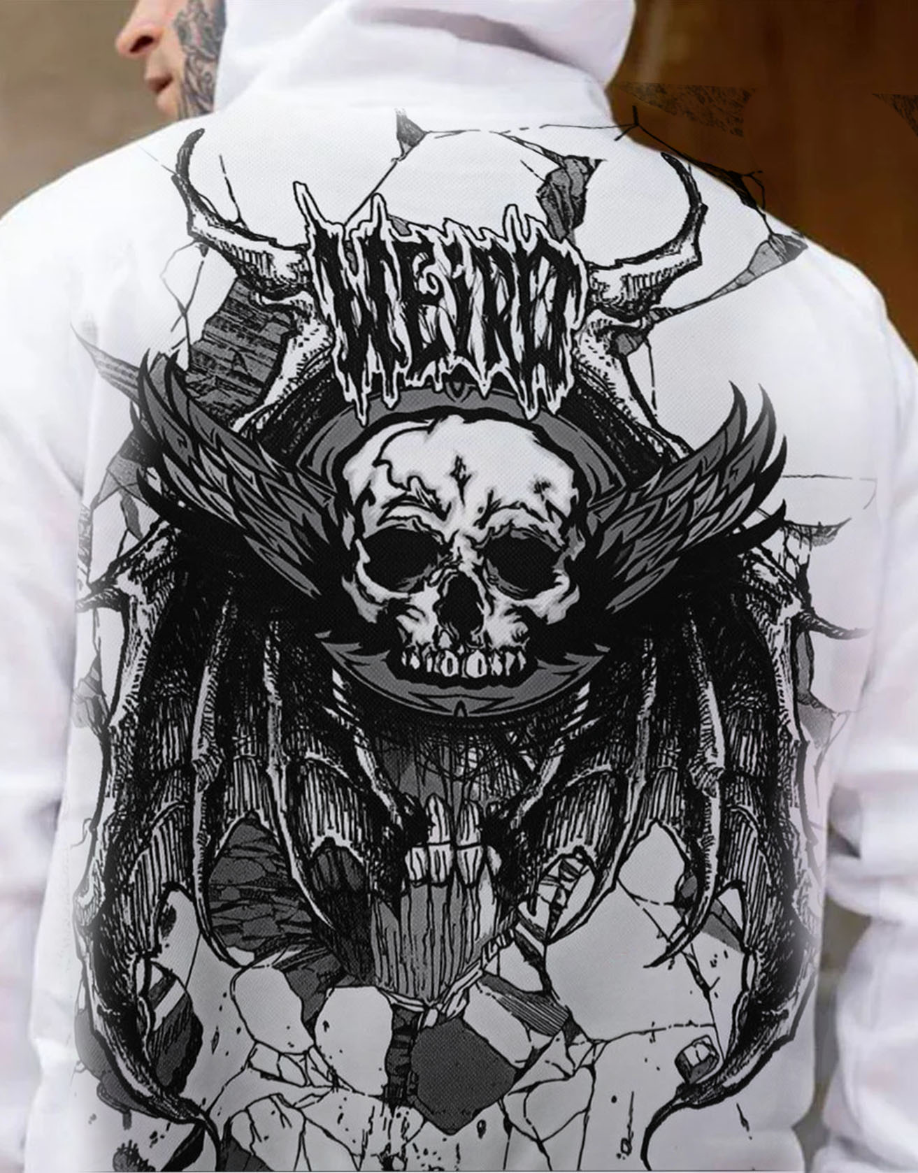 Men Skull Print Hoodie / TECHWEAR CLUB / Techwear