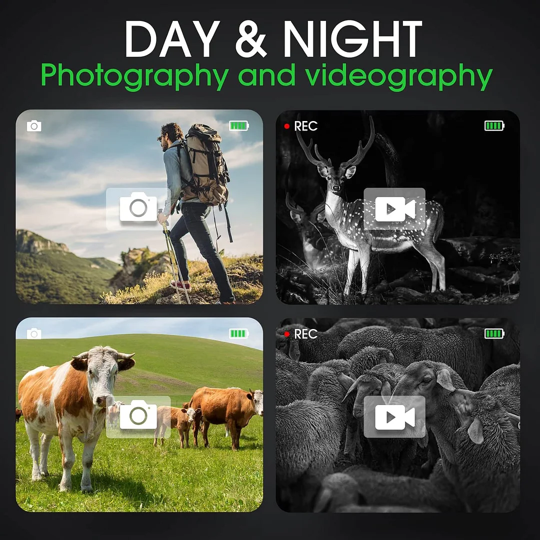 BEBANG Night Vision Monocular Digital Infrared Monocular Telescope for Darkness with 8X Zoom 2200mAh Rechargeable Battery Tripod 32 GB SD Card & Card Reader, for Adult Hunting Camping