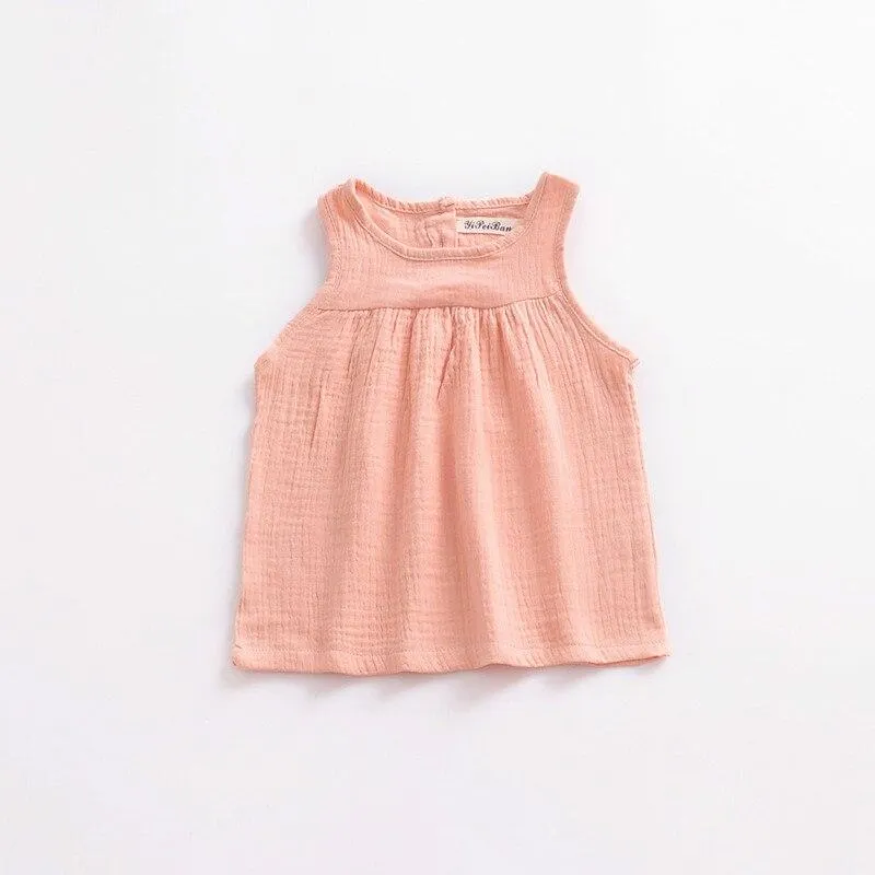 Toddler Girls Tops Summer Kids Cotton T Shirts Kid Baby Clothing Infant Playsuit Clothes Child Vest T-shirt Sleeveless Top Tees