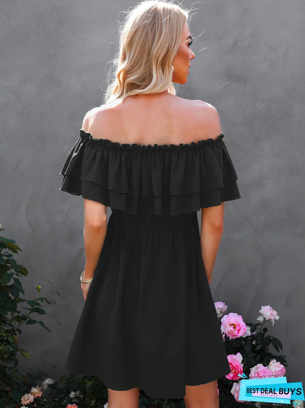 Women's Sexy Shoulder Dress Short Skirt Girl Black Dresses