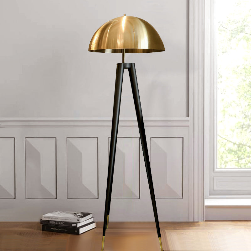 Modern Gold Metal Tripod Floor Lamp