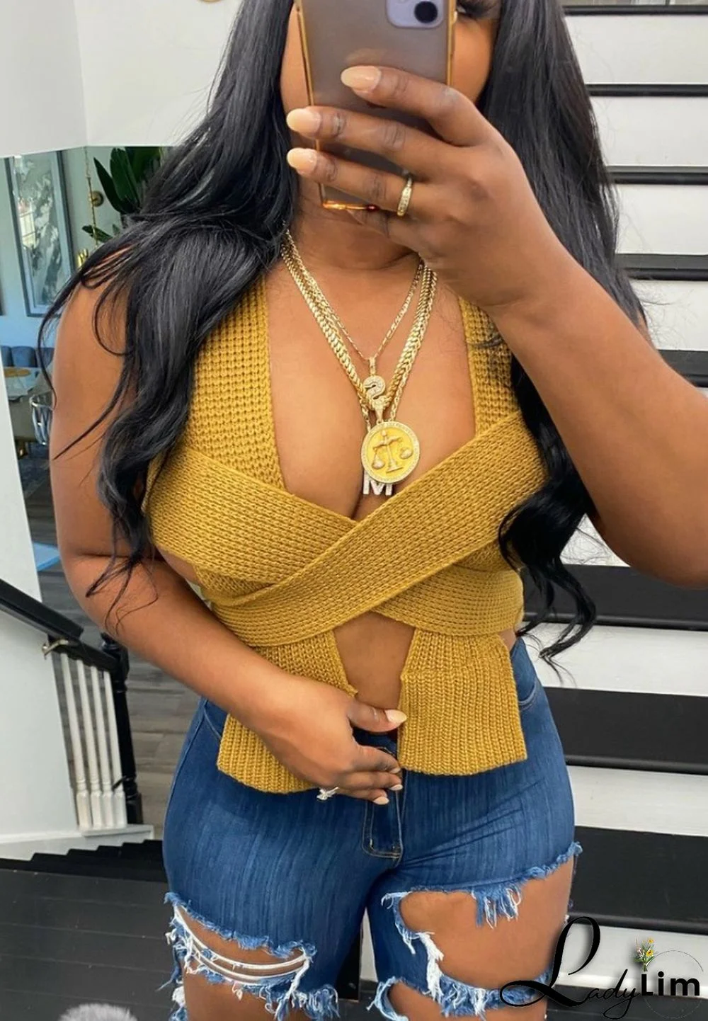 Summer Yellow Multi-Way Sexy Knit Top