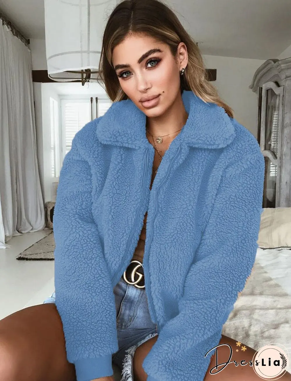 Womens Autumn and Winter Warm Fleece Jacket Top Clothing Wool Coat Women Vintage Camel