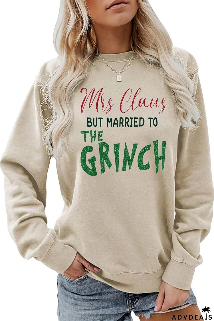 Glitter Mrs Claus Printed Cotton Sweatshirt