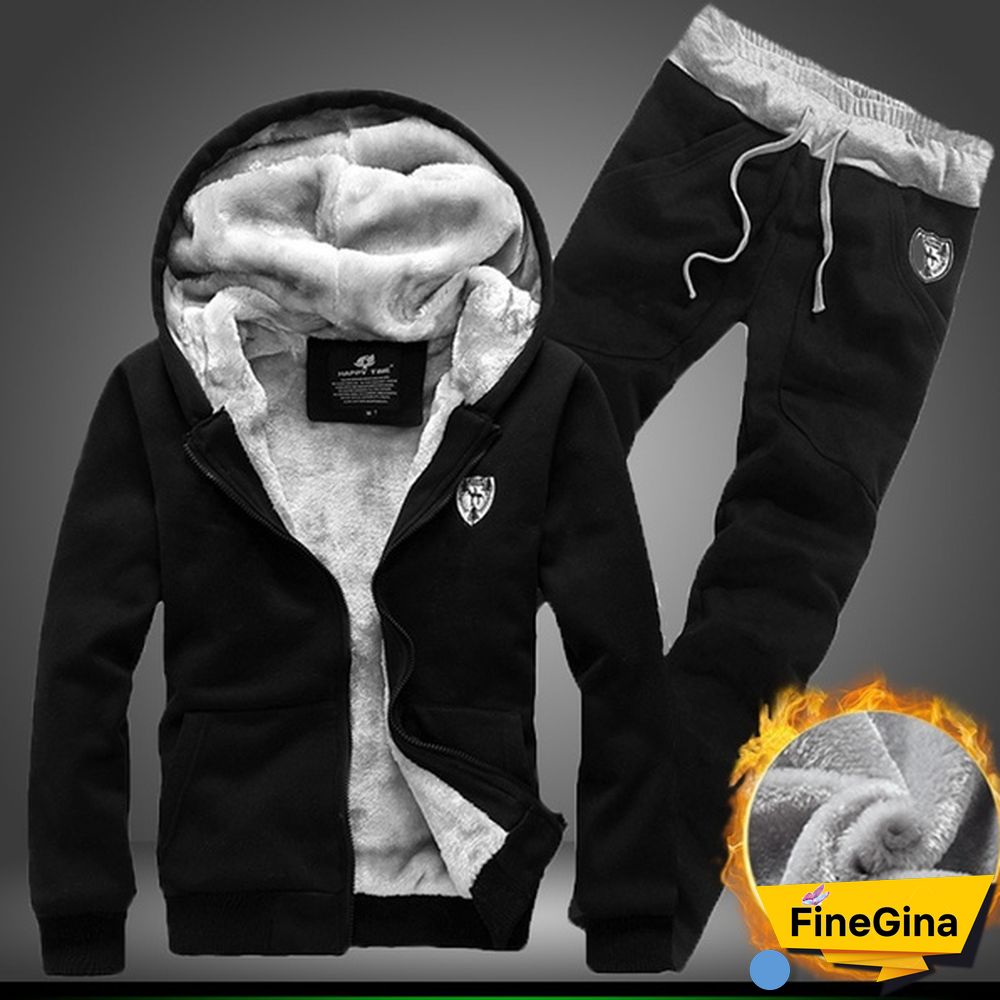 Jamickiki Winter Fashion New Casual Mens Hoodies Sweatshirts And Trousers, Coat, Jacket. (Coat+Pants) 4 Colors