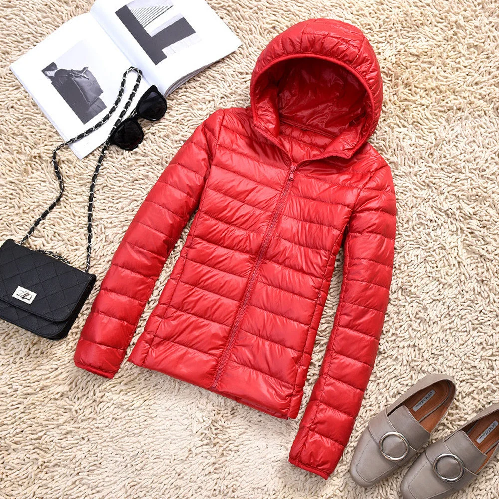 Smiledeer Winter Fashion Solid Color Ladies Thin Down Jacket