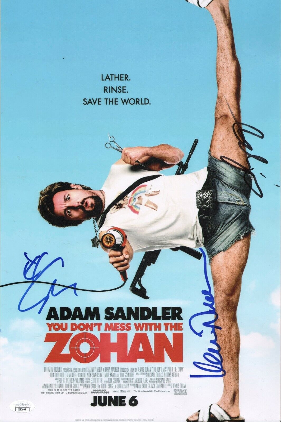 DONT MESS WITH THE ZOHAN Cast x3 Hand-Signed ADAM SANDLER