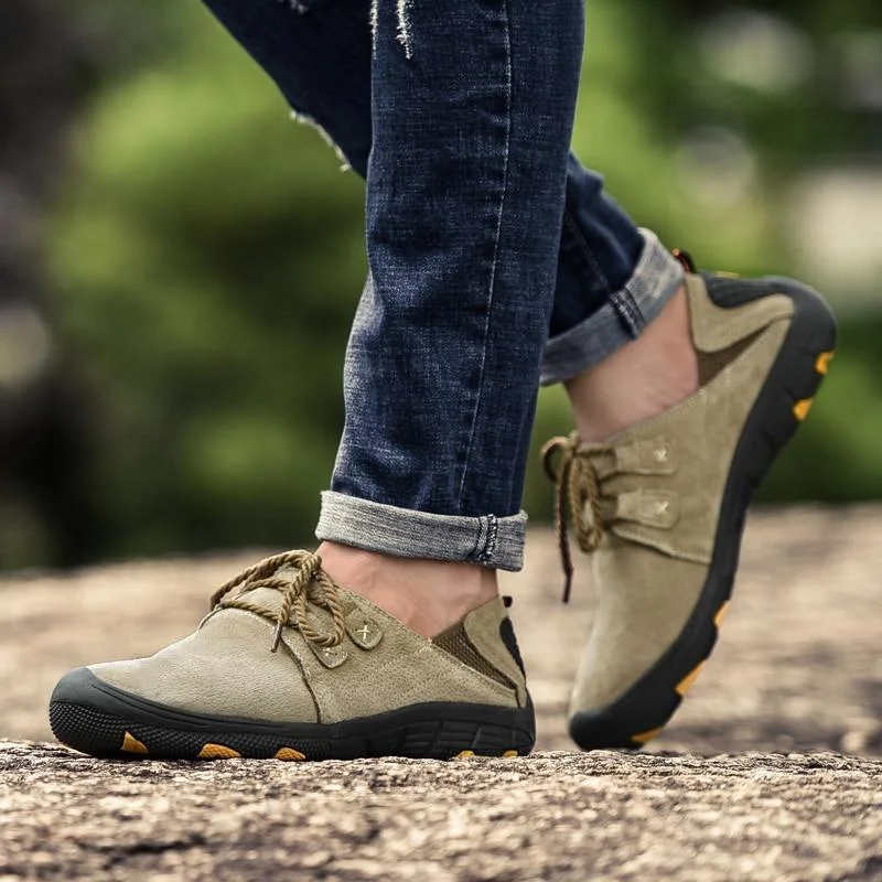 Men's Comfort Genuine Leather Loafers Shoes Suede Breathable Walking Shoes