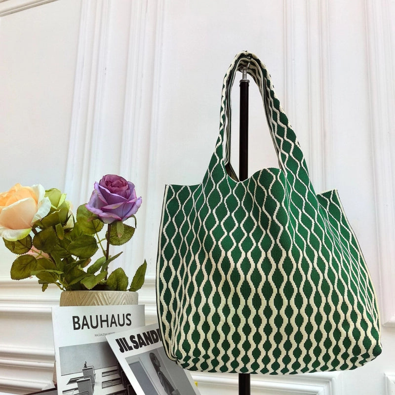 Women’s Large Polyester Letter Color Block Streetwear Square Open Shoulder Bag