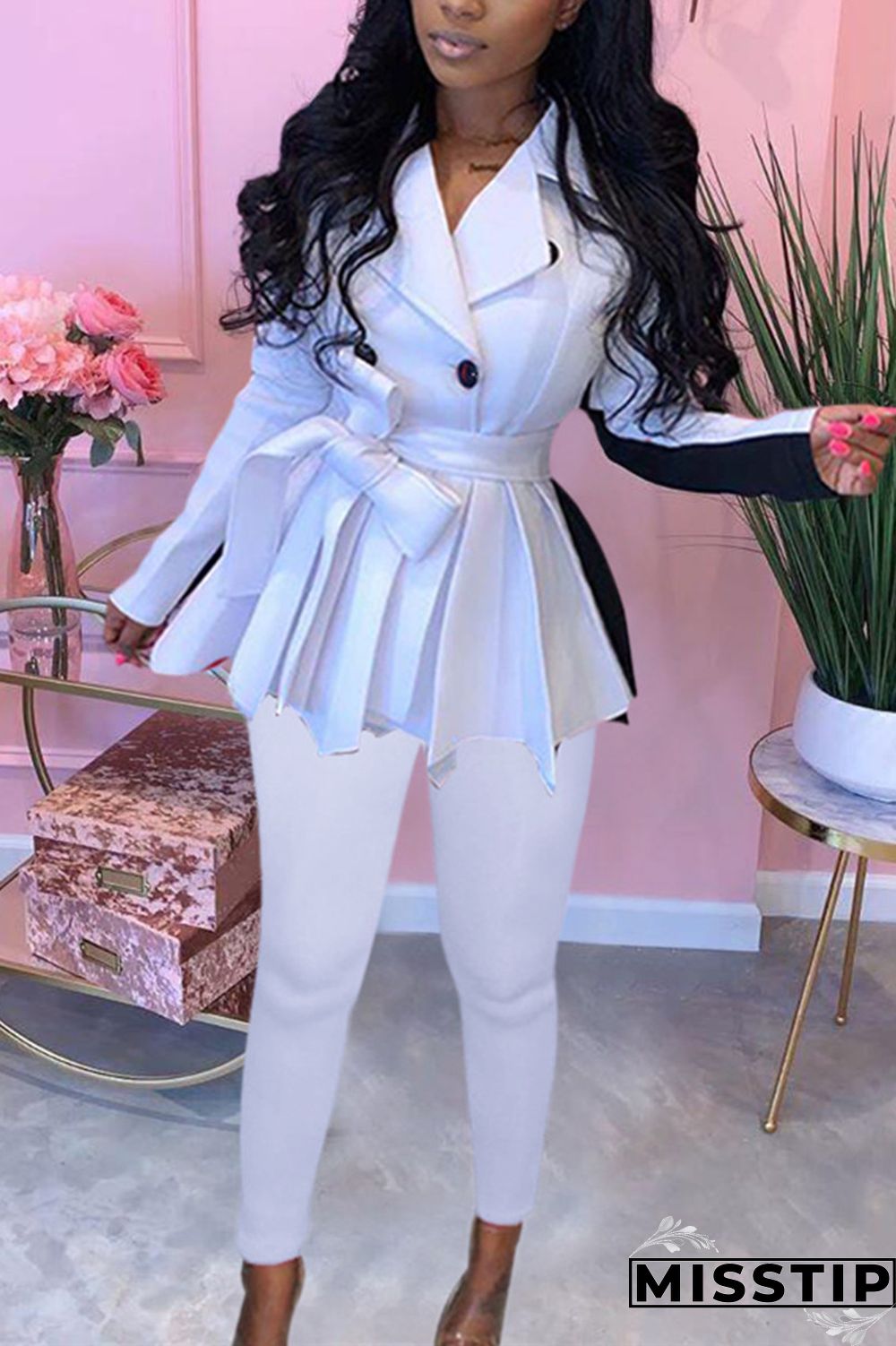 Orange Fashion Casual Long Sleeve Turndown Collar Regular Sleeve Regular Patchwork Two Pieces