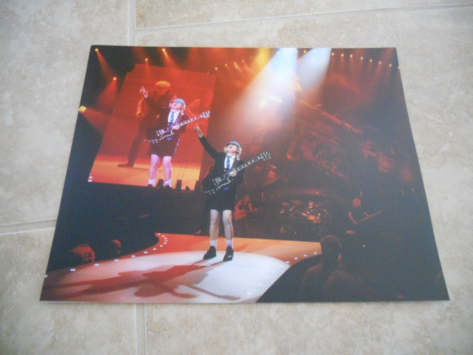 AC/DC Angus Young Live Concert Tour Guitar Color 11x14 Photo Poster painting #6