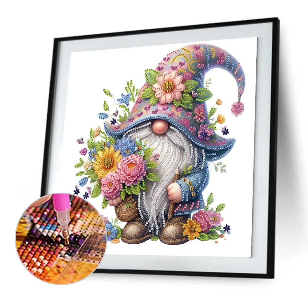 Diamond Painting - Partial Special Shaped Drill - Flower Gnome(Canvas|30*30cm)