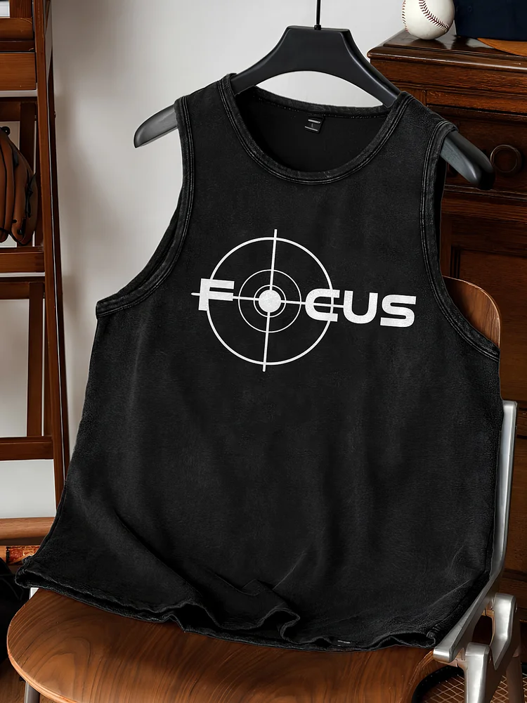 Men's Focus Graphic Print Cotton Tank Top