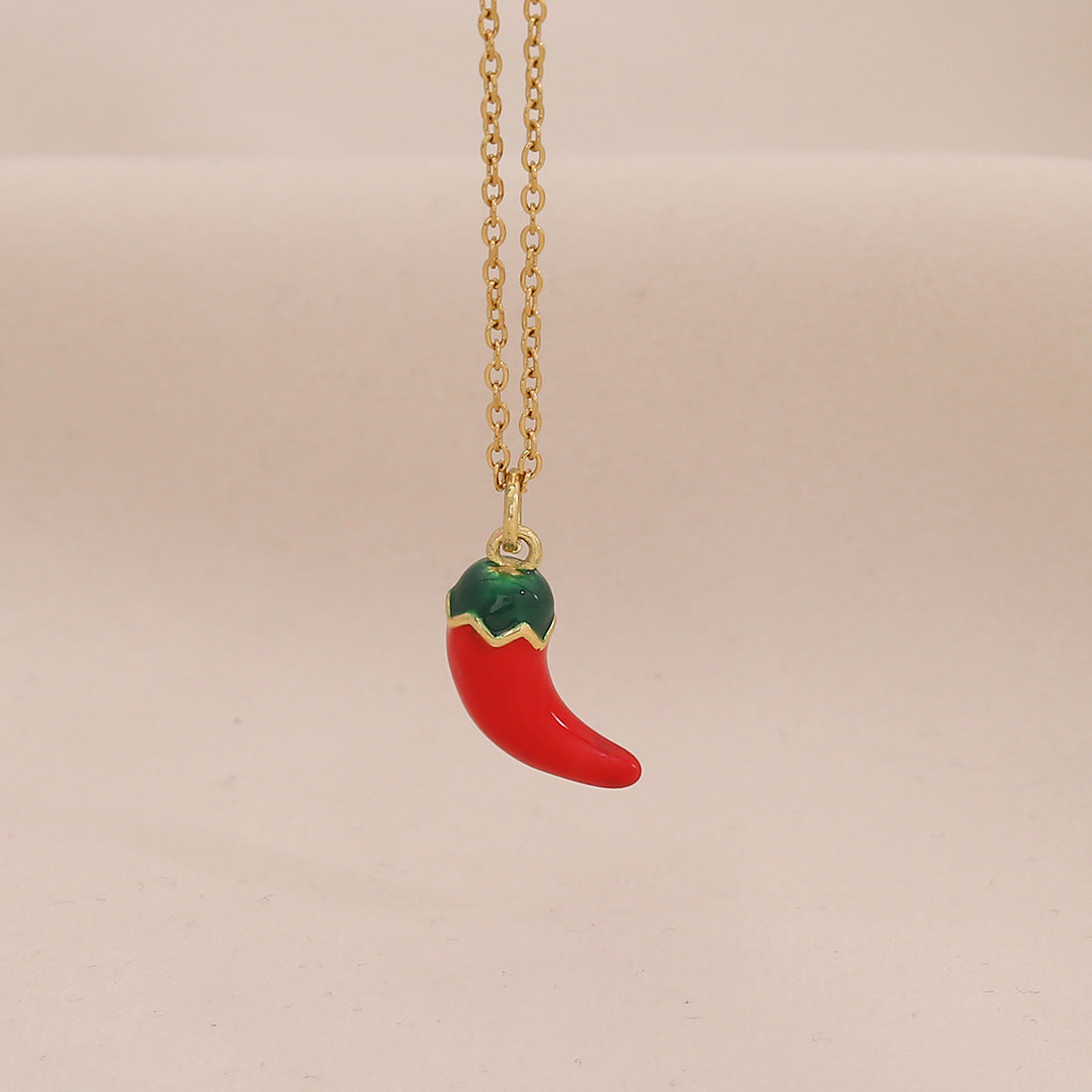 Cute Fruit Pendant Lips Red Pepper Necklace Fashion Stainless Steel N1513