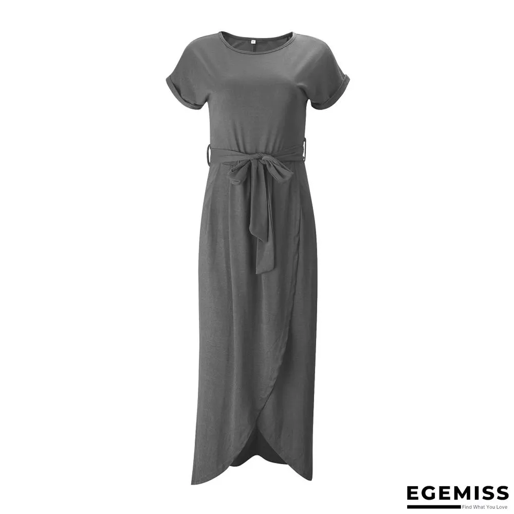 Irregular Dress with Flat Round Neck In Solid Color | EGEMISS