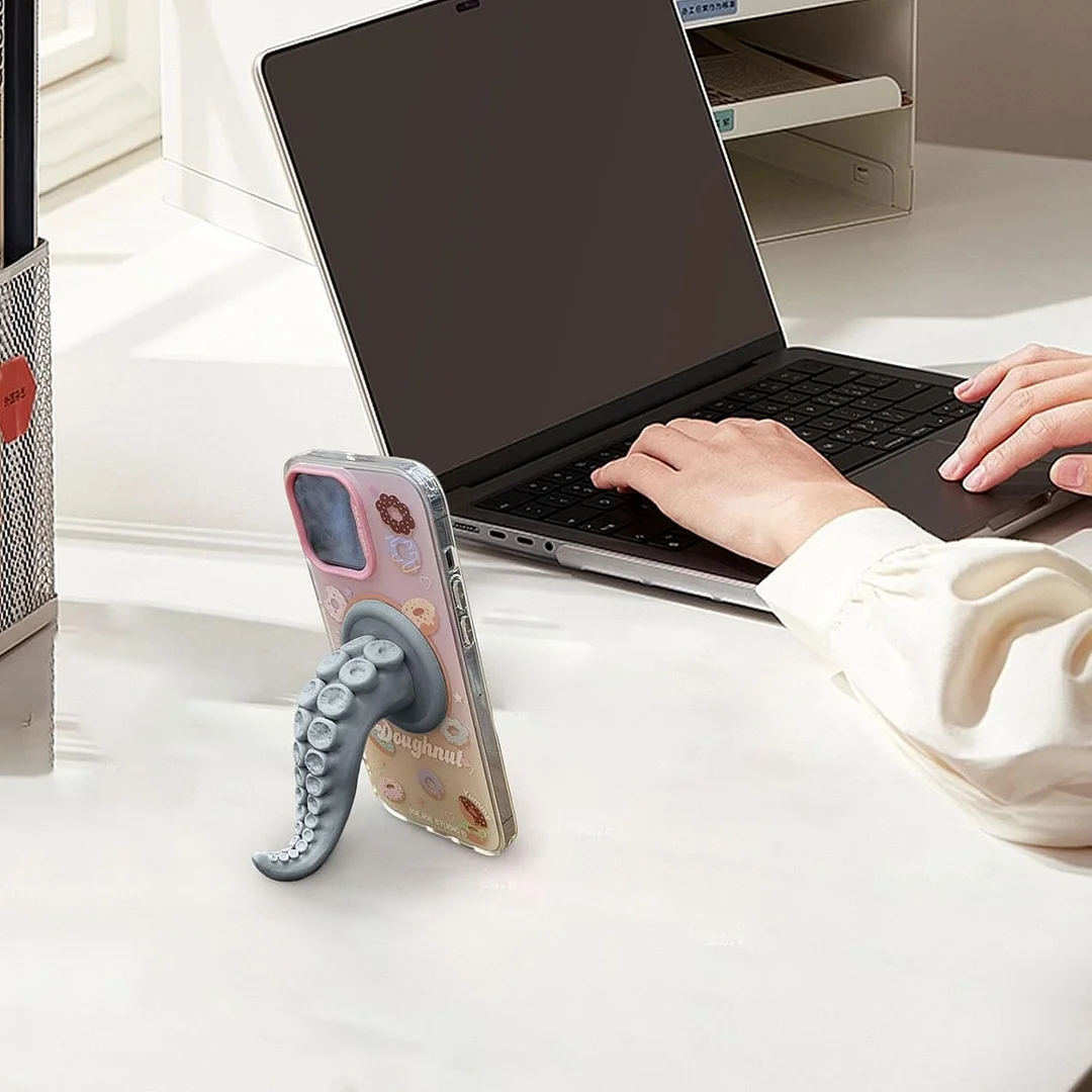 Octopus Claw Magnetic Bracket, 3D Octopus Claw Magnetic Bracket for Phone, Creative Octopus Tentacle Magnetic Phone Holder, Multifunctional Octopus Holder Phone Stand (Gray)