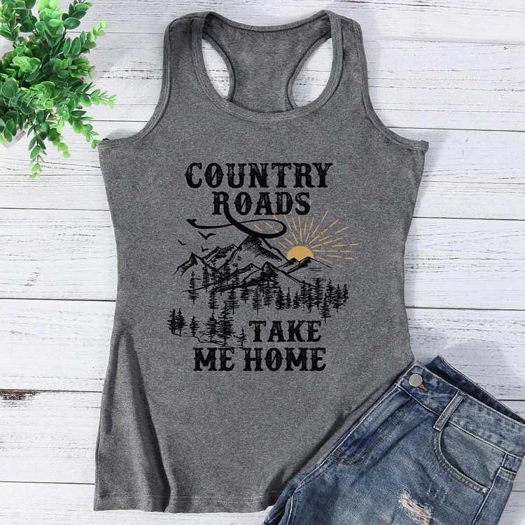 Country Roads Take Me Home Camping Vest Top-Annaletters
