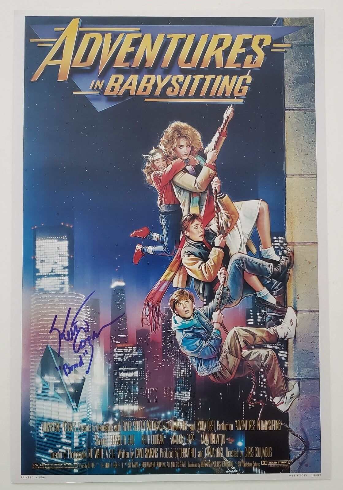 Keith Coogan Signed Adventures In Babysitting 12x18 Movie Poster Inscription RAD