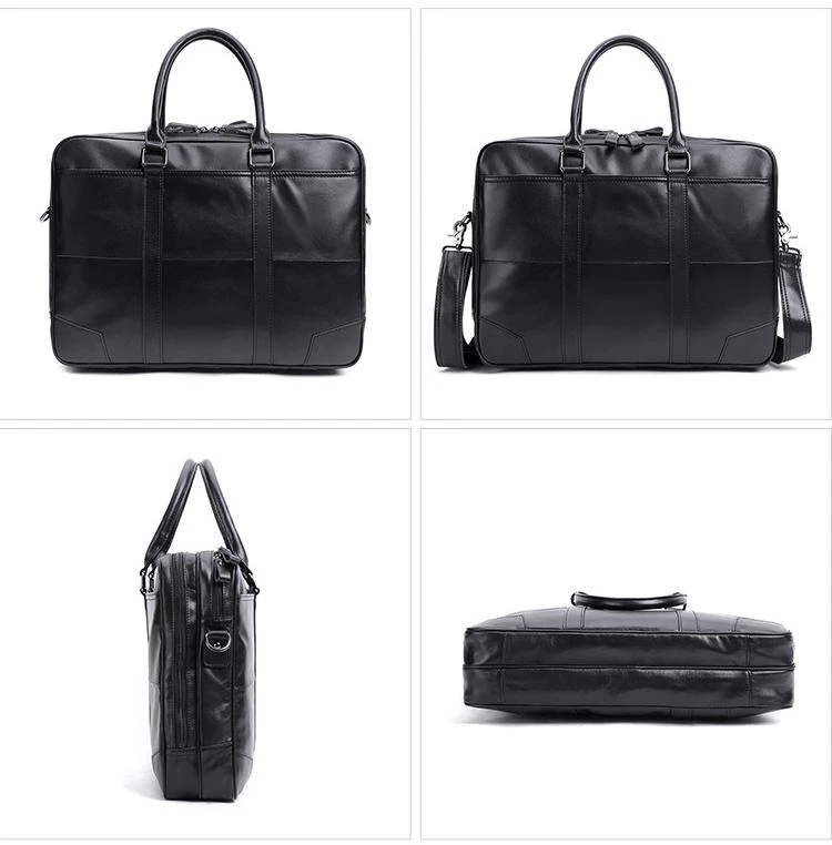 Retro Men's Leather Brifecase 15.6 Laptop Portable Bag