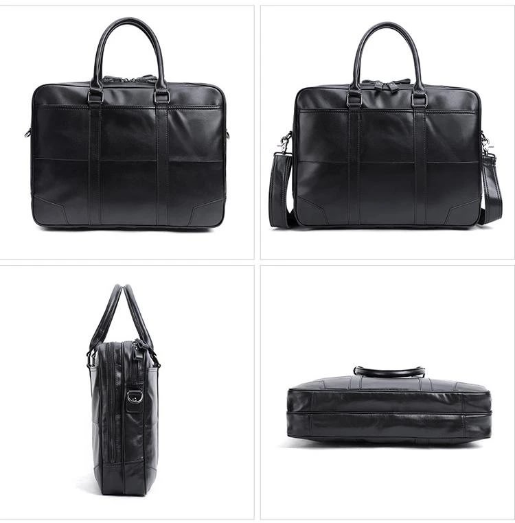 Retro Men's Leather Brifecase 15.6 Laptop Portable Bag