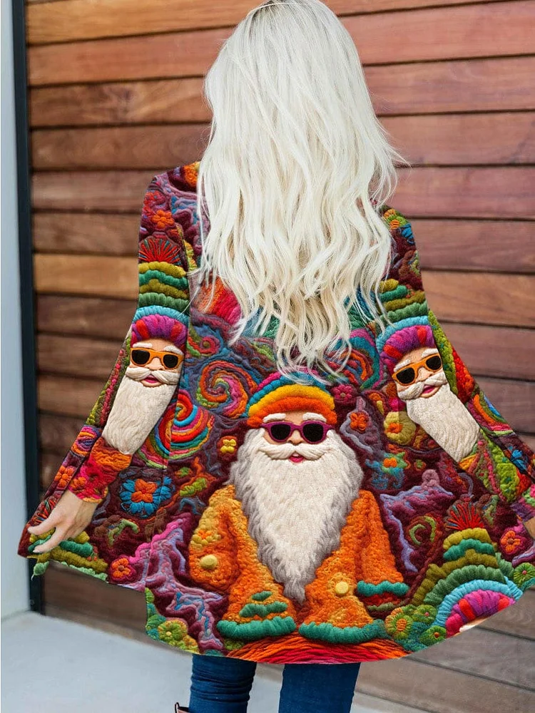 Combustiou Women's Vintage Colorful Santa Cardigan