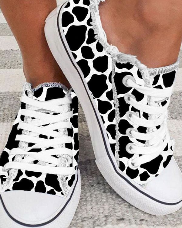 MILK COW PRINT CANVAS SHOES