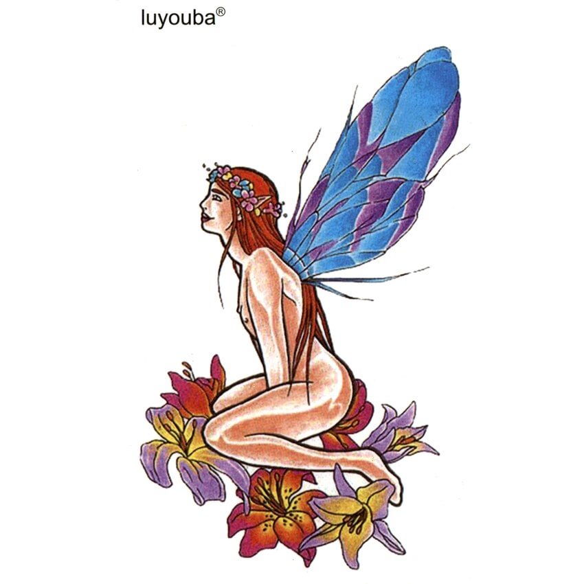 Flower Fairy waterproof temporary tattoos men maquiagem body feminino gold tattoo stickers tatuaje temporal tatoos beauty tatto