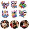 (US Local)6Pcs Acrylic  Owls Diamond Painting Fridge Magnet for Fridge Whiteboard