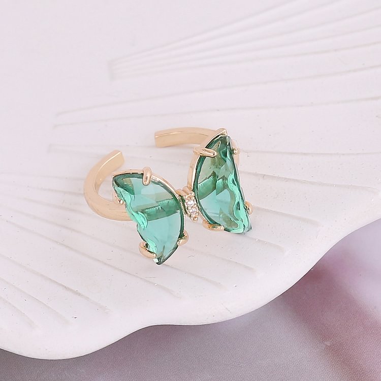 Multicolor Glass Butterfly Ring KERENTILA